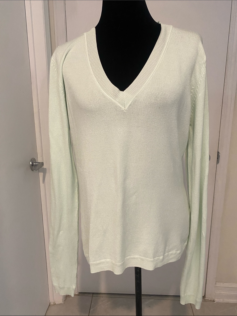 Unisex V-Neck Soft long Sleeved Sweater in Mint Size 42/44 Size Medium/Large
